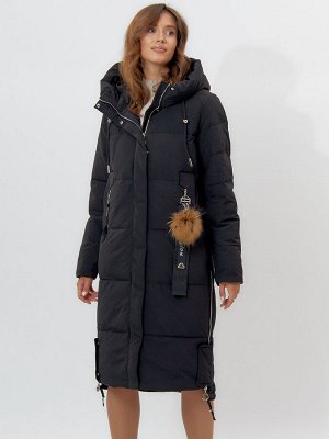 Пальто утепленное женское зимние черного цвета 11207Ch