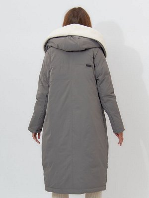 MTFORCE Пальто утепленное женское зимние темно-серого цвета 112288TC
