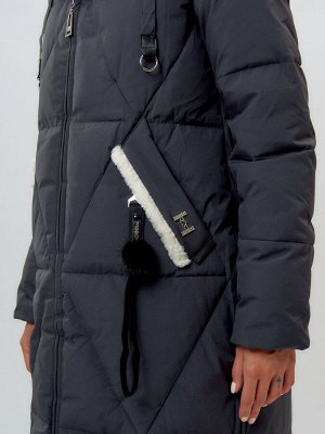 Пальто утепленное женское зимние темно-серого цвета 112227TC