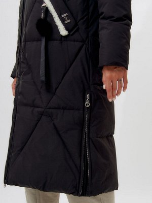 Пальто утепленное женское зимние черного цвета 112227Ch
