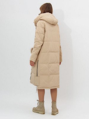 MTFORCE Пальто утепленное женское зимние бежевого цвета 11207B