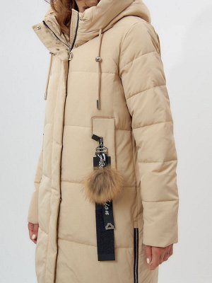 MTFORCE Пальто утепленное женское зимние бежевого цвета 11207B