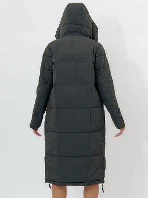 Пальто утепленное женское зимние темно-зеленого цвета 11207TZ