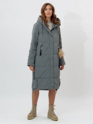 MTFORCE Пальто утепленное женское зимние цвета хаки 11207Kh