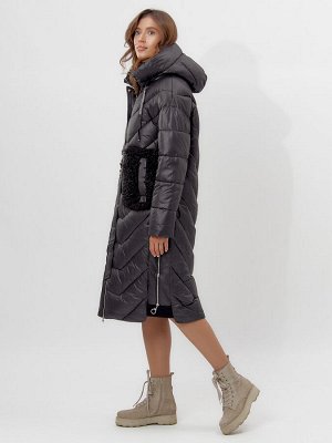 MTFORCE Пальто утепленное женское зимние черного цвета 11608Ch