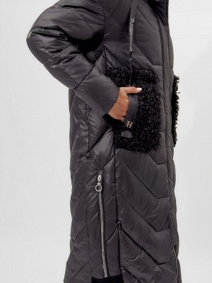 MTFORCE Пальто утепленное женское зимние черного цвета 11608Ch