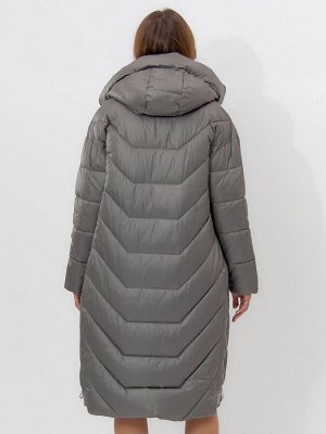 MTFORCE Пальто утепленное женское зимние серого цвета 11608Sr