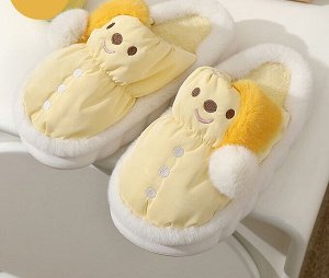 Тапочки домашние женские текстильные с дизайном "Снеговик", цвет желтый
