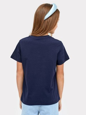 Mark Formelle Прямая футболка темно-синего цвета с принтом ромашки