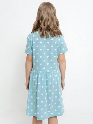 Хлопковое платье мятного цвета в сердечко для девочек