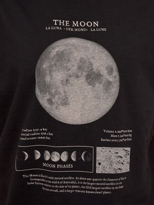Черная хлопковая футболка с космическим принтом