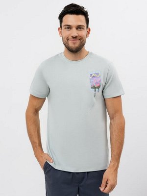 Хлопковая прямая футболка с принтом в мятном цвете