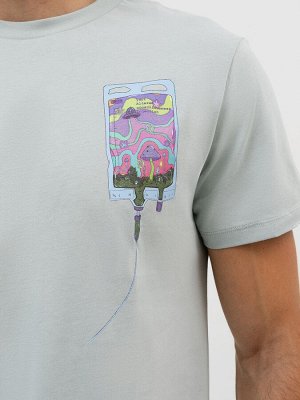 Хлопковая прямая футболка с принтом в мятном цвете