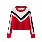 Женский свитер, принт &quot;Полосы&quot;, цвет красный/белый/черный