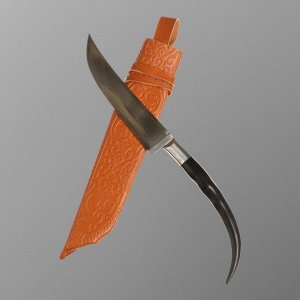 Нож Пчак Шархон - Чирчик, сайгак изогнутый, гарда олово гравировка. ШХ-15 (11-12 см)