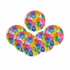 Тарелка одноразовая бумажная "Воздушные шарики" 18 см