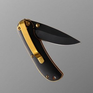 Складной нож Stinger с клипом, 70 мм, рукоять: сталь, дерево, коробка картон