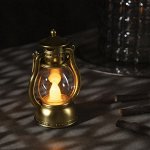 Светодиодная фигура «Золотистый фонарь» 8 * 12 * 6 см, пластик, батарейки AG13х3, свечение тёплое белое