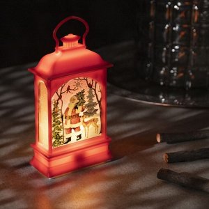 Светодиодная фигура «Фонарь с Дедом Морозом» 7 x 13 x 3.5 см, пластик, батарейки AG13х3 (в комплекте), свечение тёплое белое