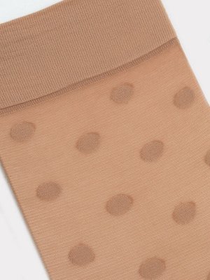 Женские высокие полиамидные носки в нюдовом оттенке в крупный горох (1 упаковка по 5 пар)