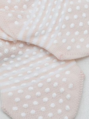Детские носки зефирного цвета в полоску с силиконовым покрытием на стопе (1 упаковка по 5 пар)