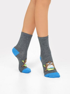Детские высокие носки в оттенке темно-серый меланж с сурком (1 упаковка по 5 пар)