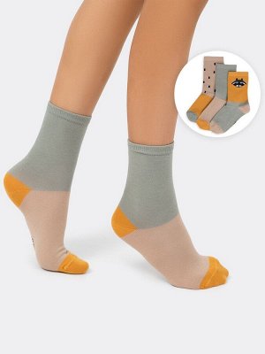 Мультипак детских высоких носков (3 упаковки по 3 пары) с енотом и черточками