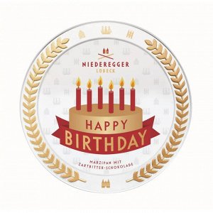 Марципан в шоколаде "С днем рождения!" в металлической баночке Niederegger, 185г