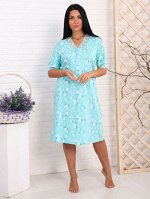 Сорочка длинная с кружевом, ментол (873-2)