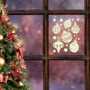 Наклейки на окна "Новогодние" елочные украшения, 28 х 19 см