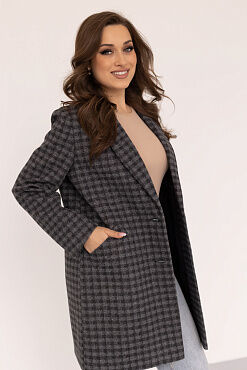 Пальто женское демисезонное 24720 (черно-серый)