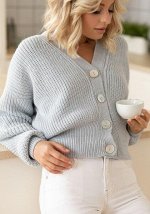 КАРДИГАН OVERSIZE УКОРОЧЕННЫЙ 3726  голубой