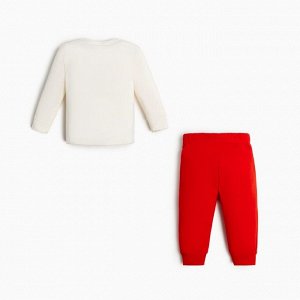 Комплект: джемпер и брюки Крошка Я «Новогодние зверята», рост, цвет красный/белый