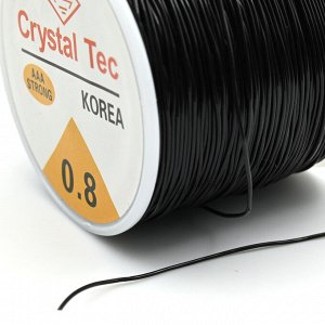 Нить-резинка (спандекс) Crystal Tec 0,8 мм, черная, длина 50 м.  Цена за 1 шт.