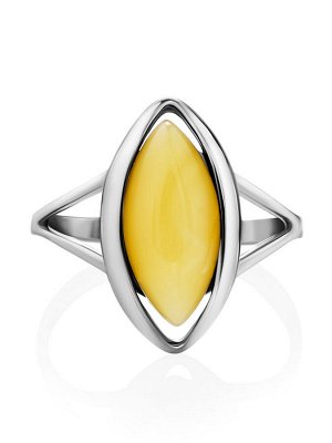 Элегантное нежное кольцо из серебра со вставкой из натурального балтийского медового янтаря «София»