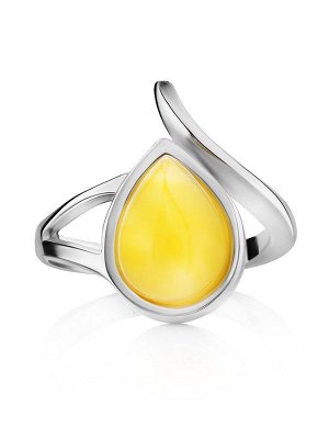 Серебряное кольцо с натуральным медовым янтарем «Фиори»