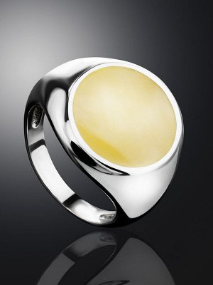 Стильный перстень из серебра и медового янтаря «Монако»