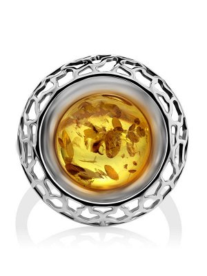 Яркое кольцо «Венера» из серебра и лимонного янтаря
