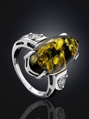 Серебряное кольцо со вставкой из натурального янтаря «Пенелопа»