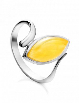 Серебряное кольцо с янтарем медового цвета «Адажио»