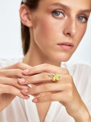 Нежное кольцо из натурального балтийского медового янтаря «Одуванчик»