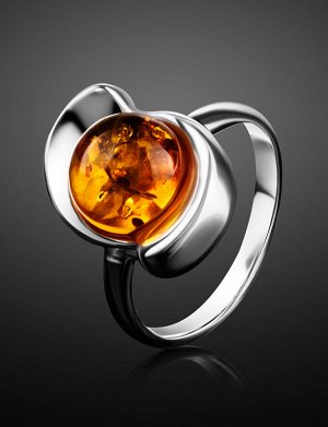 Яркое кольцо из серебра и искрящегося янтаря «Арго»