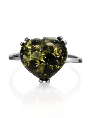 Серебряное кольцо «Византия» с зелёным янтарём