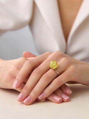 Серебряное кольцо с натуральным сверкающим лимонным янтарем «Юпитер»