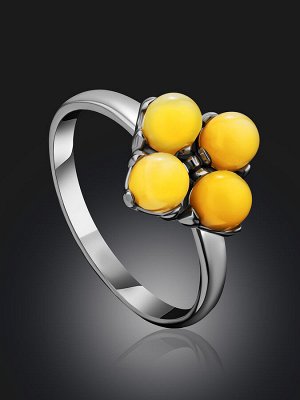 Очаровательное серебряное кольцо с янтарными вставками «Суприм»