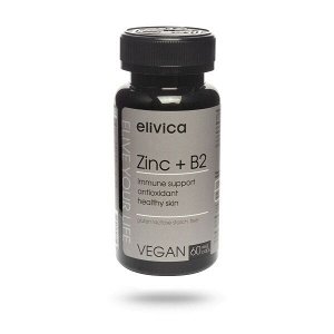 4794 Биологически активная добавка к пище «Цинк и Витамин В2 (Zinc with Vitamin B2)»,  товарный знак «elivica» 150 мл - 60 капсул