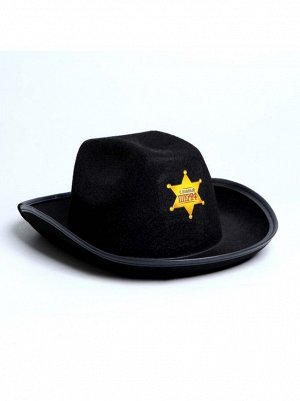 Шляпа ковбойская Главный шериф детская цвет черный р-р. 52-54