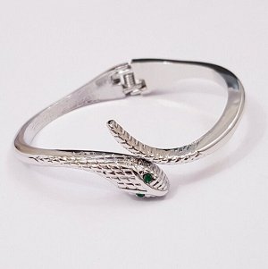 Жёсткий браслет "Змея", серебряный цвет, 35158, арт.606.109