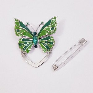 Брошь для шарфа "Бабочка", зеленая, арт. 043.136