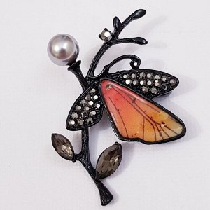 Брошка "Бабочка" с цветной глянцевой эмалью, арт.648.899